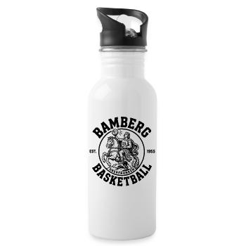 Bamberg Basketball Vintage Retro Design - Trinkflasche mit integriertem Trinkhalm - Weiß - Rechts