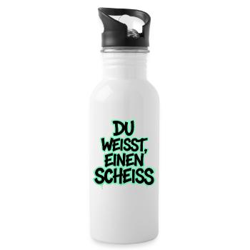 Du weißt, einen Scheiß Graffiti - Trinkflasche mit integriertem Trinkhalm - Weiß - Rechts