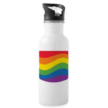 Rainbow Wave Pride Flag Minimal Design - Trinkflasche mit integriertem Trinkhalm - Weiß - Rechts