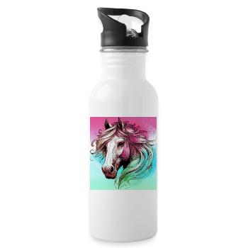 horse - Water bottle with straw - white - Right