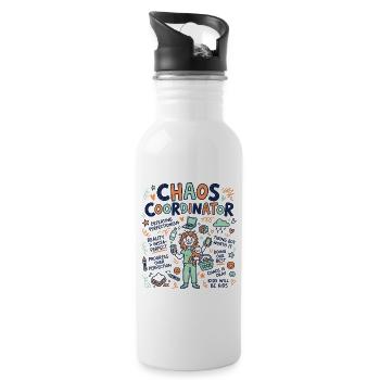 Chaos Coordinator Mum - Trinkflasche mit integriertem Trinkhalm - Weiß - Rechts