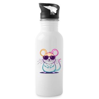Regenbogen-Maus-Brille - Trinkflasche mit integriertem Trinkhalm - Weiß - Rechts