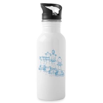 Schach Blueprint für Männer Geschenk - Trinkflasche mit integriertem Trinkhalm - Weiß - Rechts