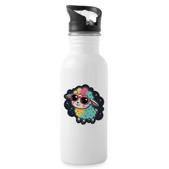 Cosmic Sheep Pink Glasses - Water bottle with straw - white - Right