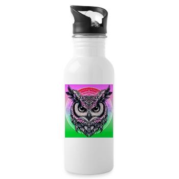 Eule - Trinkflasche mit integriertem Trinkhalm - Weiß - Rechts