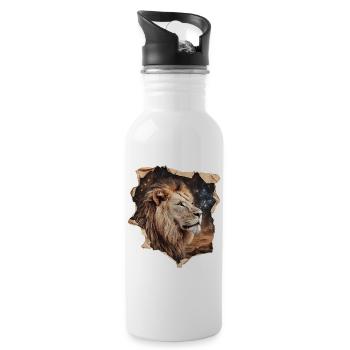 Löwe Sternenhimmel - Trinkflasche mit integriertem Trinkhalm - Weiß - Rechts