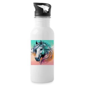 horse - Water bottle with straw - white - Right