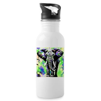 Elefant - Trinkflasche mit integriertem Trinkhalm - Weiß - Rechts