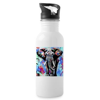 éléphant - Gourde avec paille intégrée - blanc - Droite