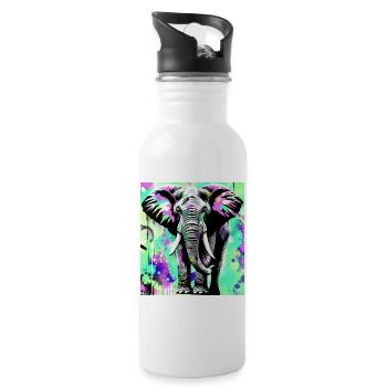 éléphant - Gourde avec paille intégrée - blanc - Droite