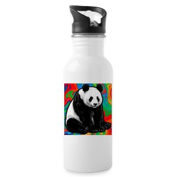 Panda - Trinkflasche mit integriertem Trinkhalm - Weiß - Rechts