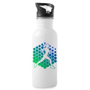 Geschenkidee für eine Running mit Running - Trinkflasche mit integriertem Trinkhalm - Weiß - Rechts