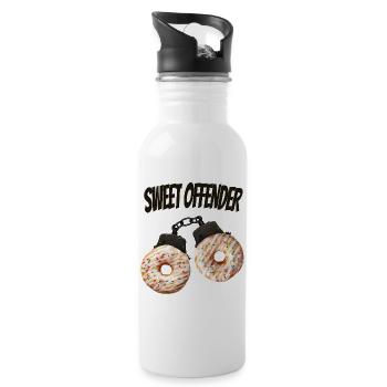 Sweet Offender Donut Lustiges Shirt - Trinkflasche mit integriertem Trinkhalm - Weiß - Rechts