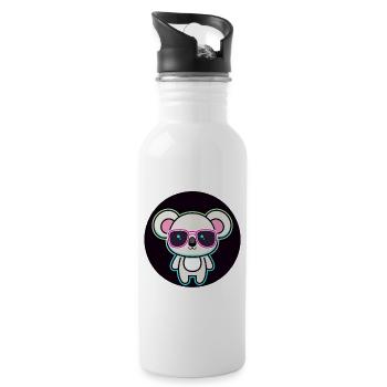 Koala Kawaii Neon and Pink Glasses - Water bottle with straw - white - Right