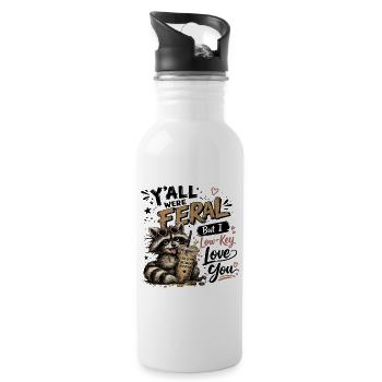 Ihr wart wild, aber ich liebe dich insgeheim, Waschbär-Ic. - Trinkflasche mit integriertem Trinkhalm - Weiß - Rechts