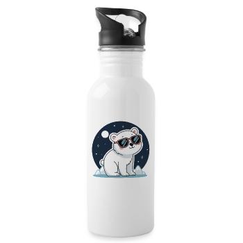 Nachtaktiver Eisbär und Sonnenbrille - Trinkflasche mit integriertem Trinkhalm - Weiß - Rechts