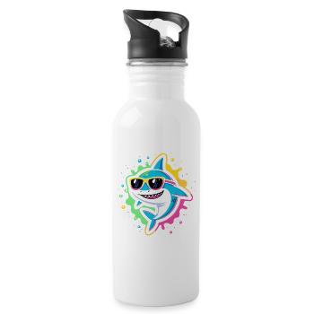 Neon Shark Pop Glasses - Water bottle with straw - white - Right