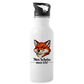 Nen Scheiss muss ich! Lustiger Fuchs - Trinkflasche mit integriertem Trinkhalm - Weiß - Rechts