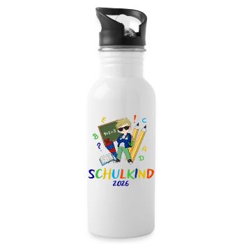Schulkind 2026 Bunt - Trinkflasche mit integriertem Trinkhalm - Weiß - Rechts