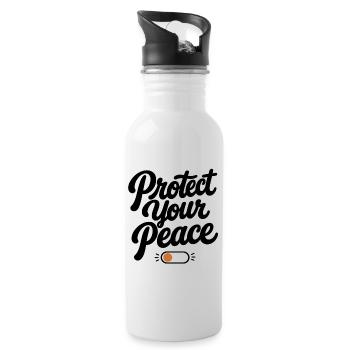Protect Your Peace | Minimal Retro Typography - Water bottle with straw - white - Right