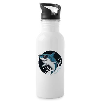 Surfer shark with dark glasses - Water bottle with straw - white - Right