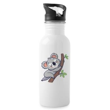 Traumhafter Koala auf einem Ast - Trinkflasche mit integriertem Trinkhalm - Weiß - Rechts