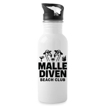 Malle Diven Beach Club Flamingo Mallorca Party - Water bottle with straw - white - Right