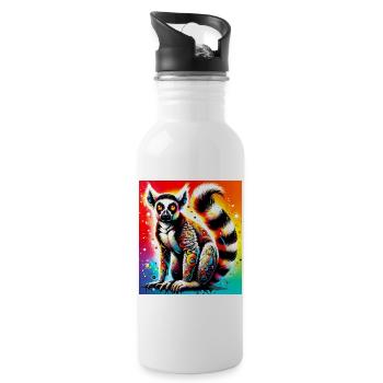 Lemur - Trinkflasche mit integriertem Trinkhalm - Weiß - Rechts