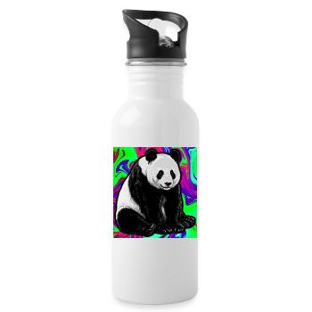 Panda - Trinkflasche mit integriertem Trinkhalm - Weiß - Rechts