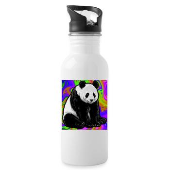 Panda - Trinkflasche mit integriertem Trinkhalm - Weiß - Rechts