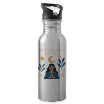 Schutz deiner Energie – Meditative Kraft - Trinkflasche mit integriertem Trinkhalm - Lightsilver - Rechts