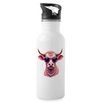 Vache - Gourde avec paille intégrée - blanc - Droite