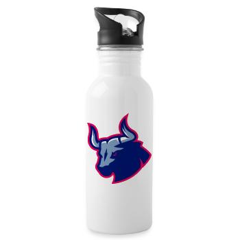 Taurus Blue Neon Outline - Water bottle with straw - white - Right