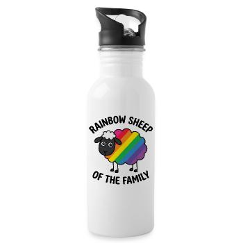 Pride Month LGBT - Rainbow Sheep of the Family - Water bottle with straw - white - Right