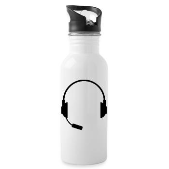 Headset mit Mikrofon - Trinkflasche mit integriertem Trinkhalm - Weiß - Rechts