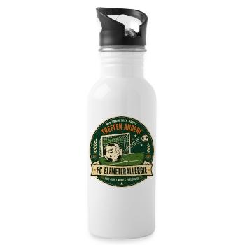 FC Elfmeterallergie - Trinkflasche mit integriertem Trinkhalm - Weiß - Rechts
