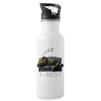 T-Rest Dino on Sofa - Water bottle with straw - white - Right