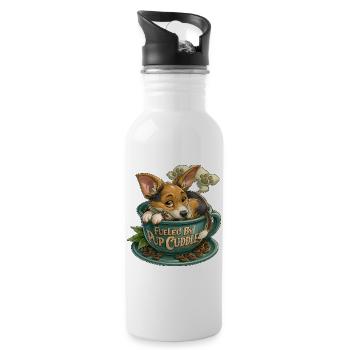 Pup Cuddle in Coffee Cup - Water bottle with straw - white - Right