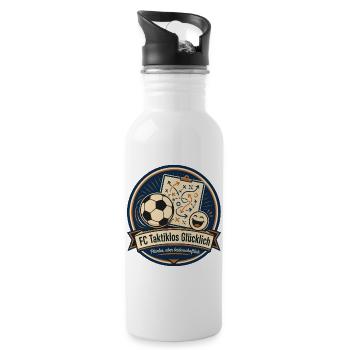 FC Taktiklos Glücklich - Trinkflasche mit integriertem Trinkhalm - Weiß - Rechts