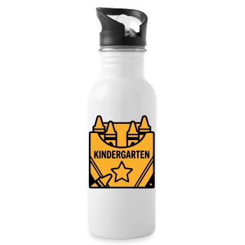 Crayons Kindergarten Logo - Water bottle with straw - white - Right