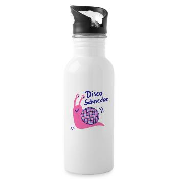 Disco Schnecke mit Glitzerball - Trinkflasche mit integriertem Trinkhalm - Weiß - Rechts
