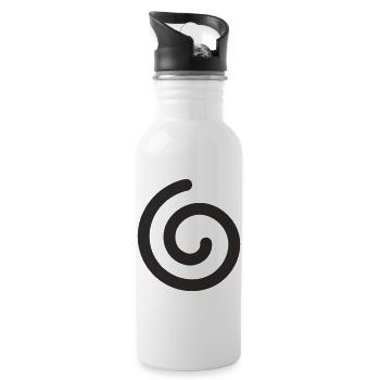 Spirale – Minimalistisches Symbol Design - Trinkflasche mit integriertem Trinkhalm - Weiß - Rechts