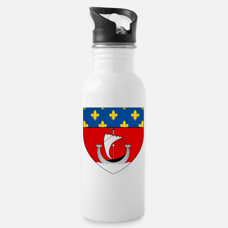 Heraldisches Wappen von Paris - Trinkflasche mit integriertem Trinkhalm - Weiß