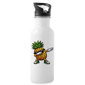 Dabbing Ananas - Trinkflasche mit integriertem Trinkhalm - Weiß - Rechts