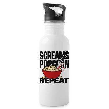 Screams Popcorn Repeat - Trinkflasche mit integriertem Trinkhalm - Weiß - Rechts