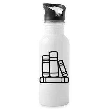 Bücherstapel Lesen Buchclub Lehrer Bibliothek - Trinkflasche mit integriertem Trinkhalm - Weiß - Rechts