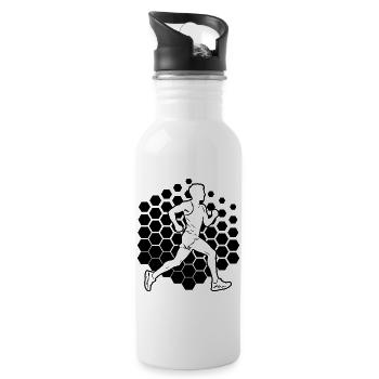 Marathonlaufen Geschenkidee für der Marathonläufer - Trinkflasche mit integriertem Trinkhalm - Weiß - Rechts
