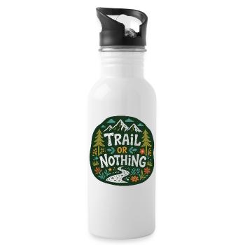 Trail or Nothing Berglauf-Design - Trinkflasche mit integriertem Trinkhalm - Weiß - Rechts
