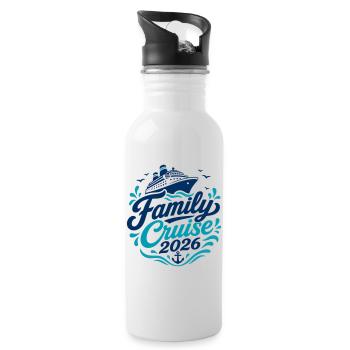 Family Cruise 2026 Motif - Water bottle with straw - white - Right