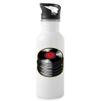 Vinyl Albums Stack - Water bottle with straw - white - Right